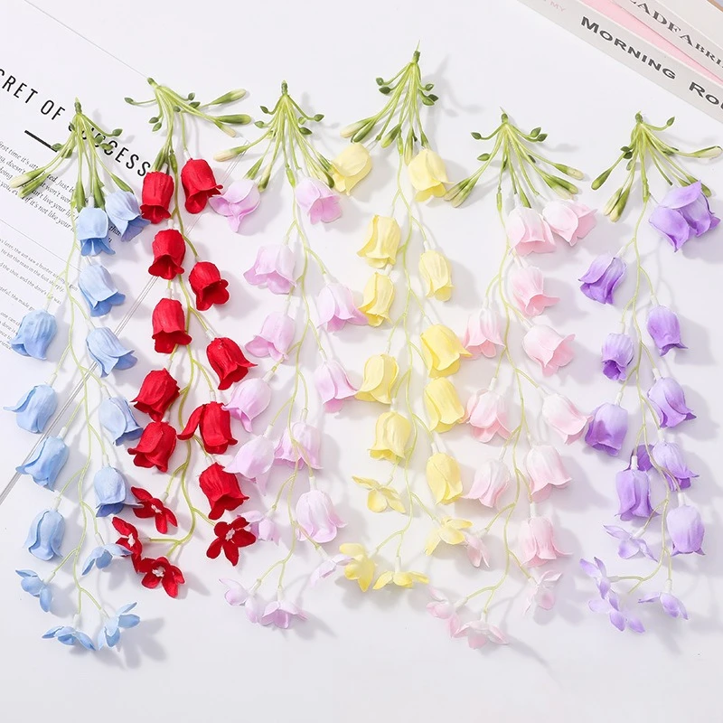 

10Pcs Realistic Artificial Hanging Lily Bell Flower Wind Chime – DIY Craft Material for Wedding, Home Decor & Hair Accessories