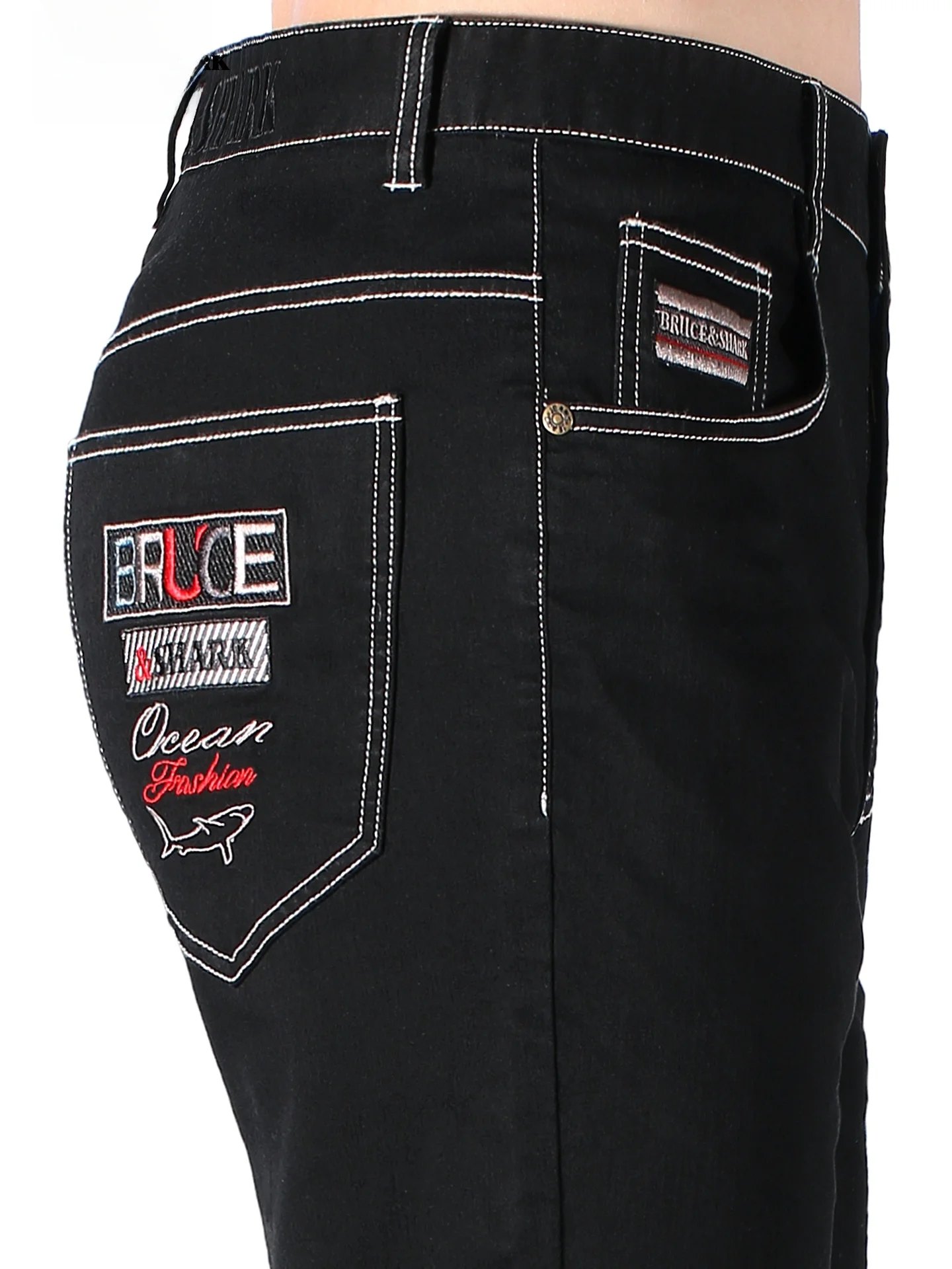 

Trendy Summer Men's Jeans Thin Black Loose Straight Leg Pants Bruce Shark Large Size Casual Fashion Urban Lifestyle