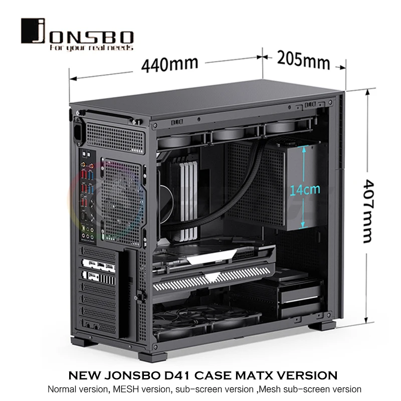 JONSBO Pinecone D41 Computer Case Mesh Side Transparent Glass Wite Screen Games Chassis,support ATX Mainboard 360 Water Cooling