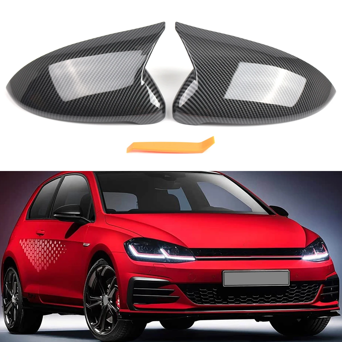 

For VW Golf 7 7.5 MK7 7.5 GTI R 2014-2019 2PCS black Carbon Car Side Mirror Cover Trim Replace OEM 5G0 857 537 5G0 857 538