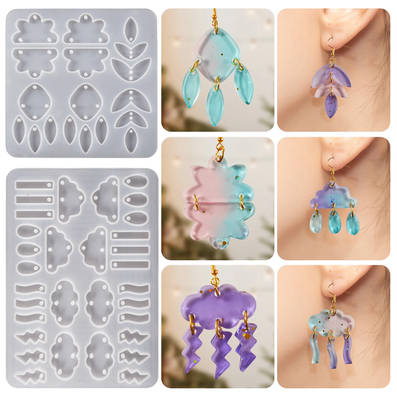 DIY w kształcie chmurki spadek kolczyk wisiorek formy brelok lustro silikonowe formy biżuteria z amuletem epoksydowa forma odlewnicza narzędzie do tworzenia biżuterii