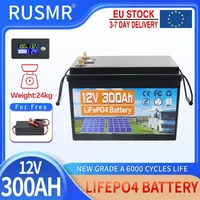 12V 200AH 300AH 600AH LiFePO4 Battery Built-in BMS Lithium Iron Phosphate Cells For Golf Cart RV Campers Solar Storage Tax Free