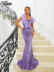 Yesexy 2026 New Formal Occasion Dresses One Shoulder Purple Sequin Mermaid Evening Prom Party Floor Length Dress