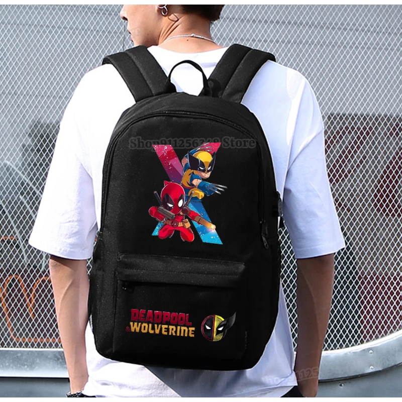 Deadpool & Wolverine Figure Print Backpack High Capacity Waterproof Laptop Mochila Kids Back To School Bags Travel Rucksack Gift