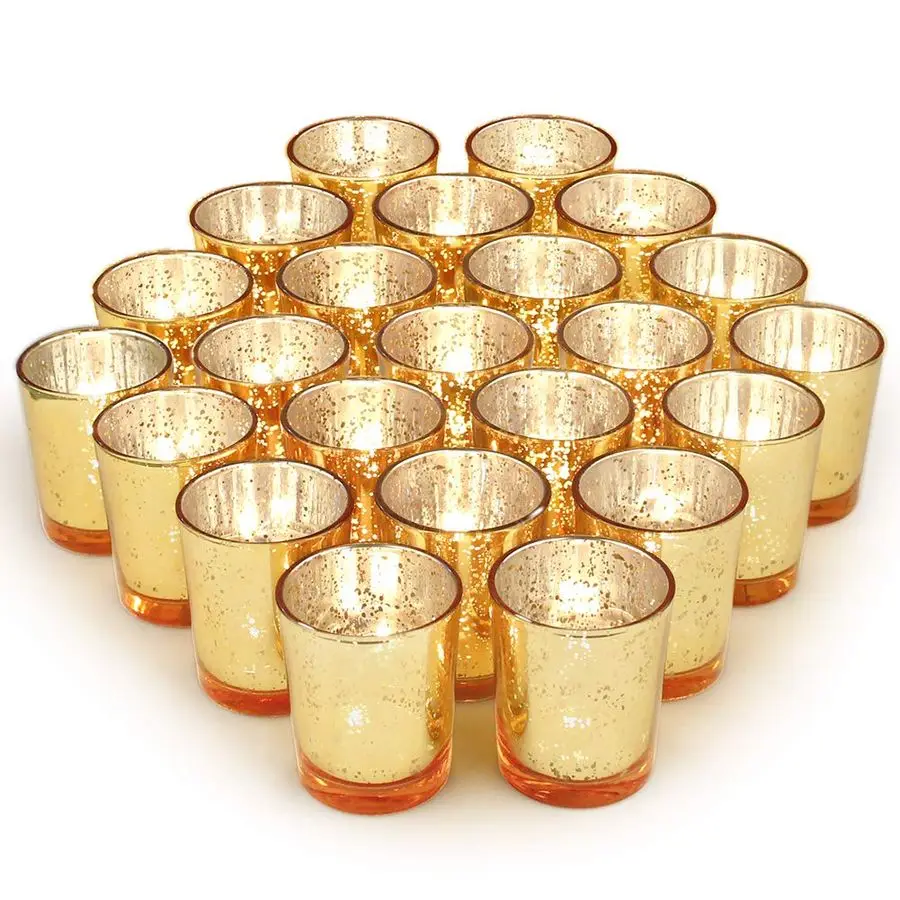 

Gold Party Decorations 72pcs, Mercury Glass Gold Votive Candle Holders Set for Wedding, Bridal and Baby Shower
