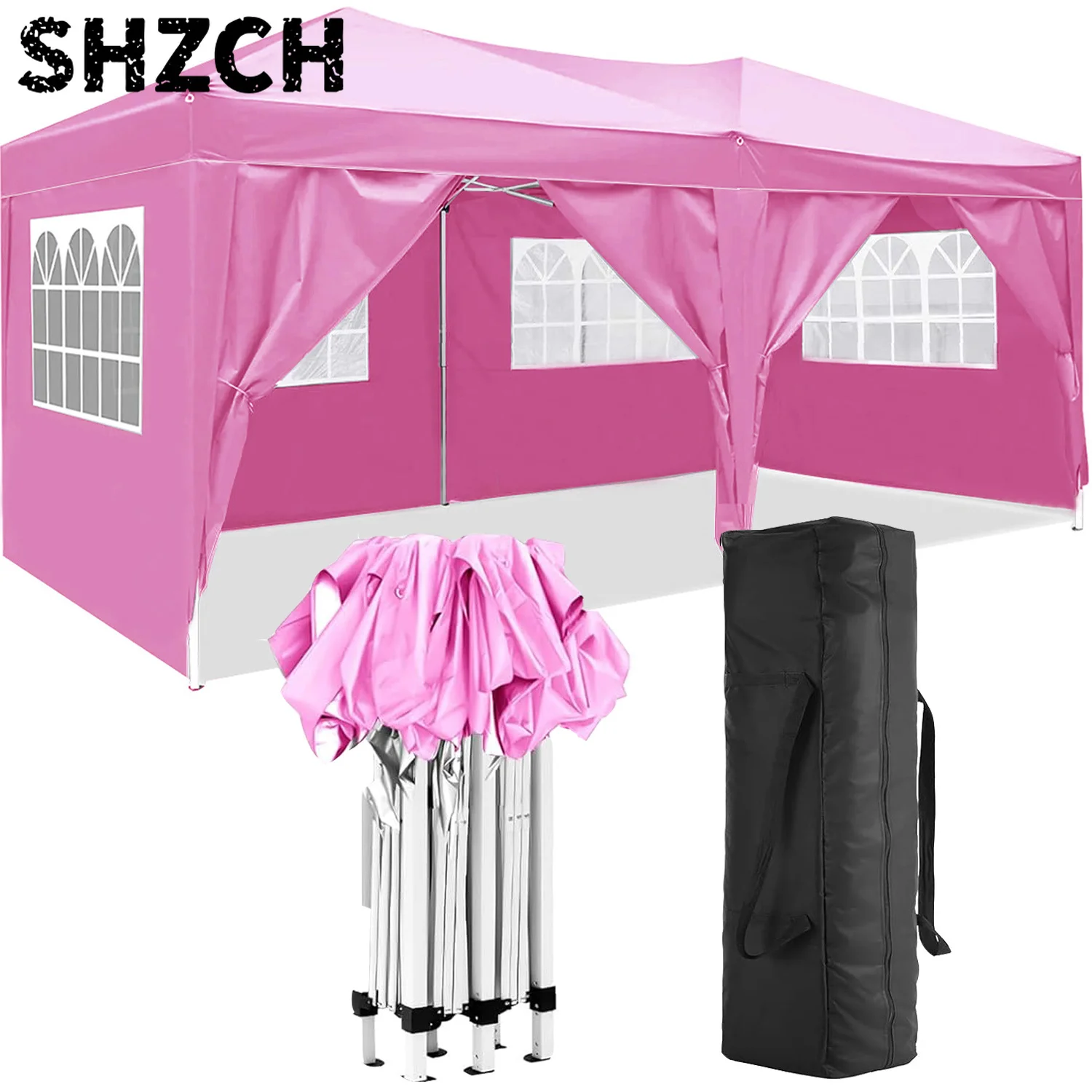 10'x20' Pop Up Outdoor Event Shelter UPF 50+ Gazebo Portable Tents Folding Canopy With 6 Removable Sidewalls