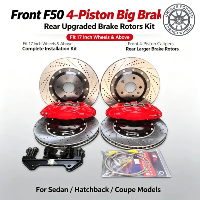 26 StyleF50 4 Piston Brake Caliper 355*32mm Enlarge Slotted Brake Disc Car Accessory Brake Parts For AUDI A4 / A4L S4 S5 A5 B8 B