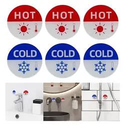 6Pcs Hot and Cold Signs Round Universal Easy to Use Sticker Signs Multipurpose Hot Cold Label for Kichen Bathroom Faucets Sink