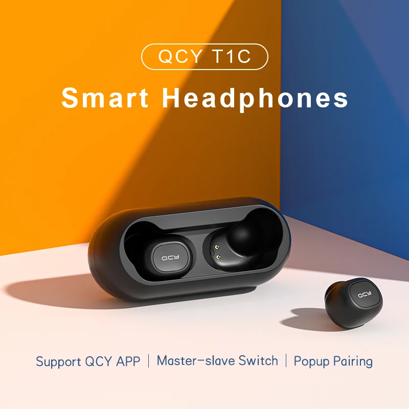 QCY T1C Bluetooth наушники BT5.0 беспроводные 3D стерео TWS наушники с двойным микрофоном гарнитура HD звонки наушники Настройка приложения
