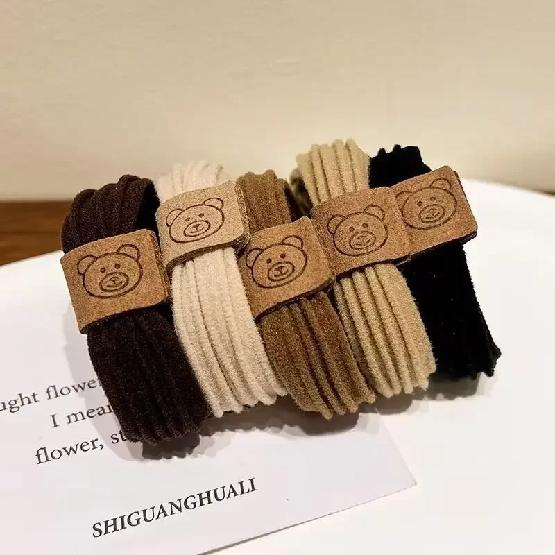 5/10 sztuk/zestaw niedźwiedź gruby pasek proste wysokie elastyczne opaski do włosów dla kobiet dziewczynki opaska do włosów Scrunchie opaski gumowe akcesoria do włosów — zdjęcie 6