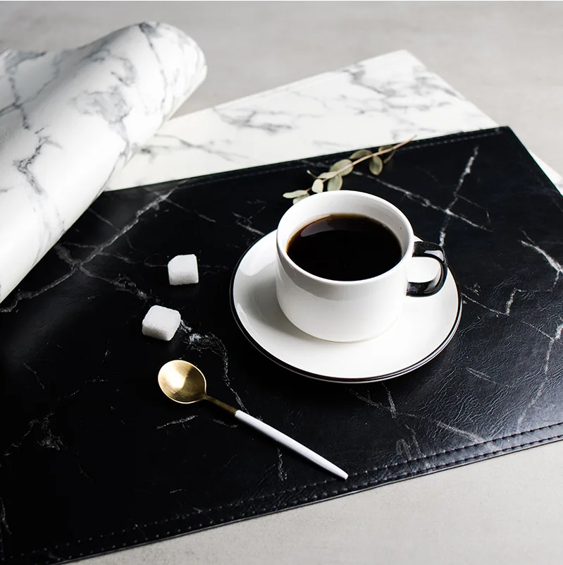 Elegante mantel individual de poliuretano con aislamiento térmico, antideslizante, con diseño de mármol, para tazas de café, para servir té, para la mesa del comedor, 2 unidades, 3 unidades.