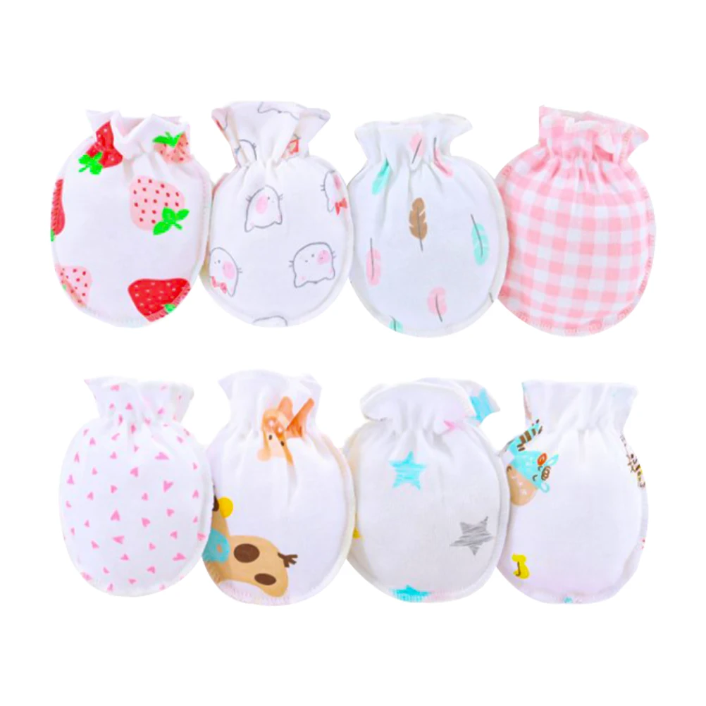 

8pcs Anti Gloves Newborn No Scratch Hand Protector Infant Cotton Mittens Newborn No Scratch Hand Protectors Soft Comfortable