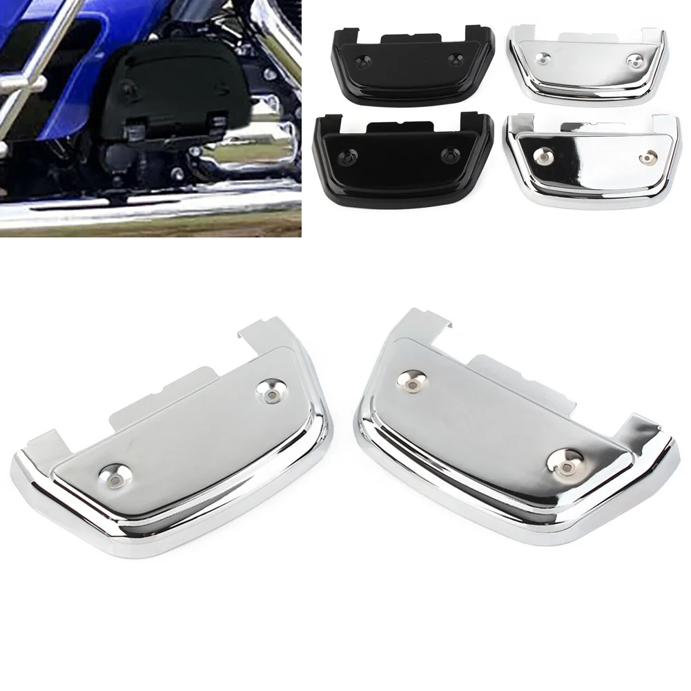 

2x Black/Chrome Motorcycle Passenger Footboard Floorboard Covers For Harley Touring Road Glide