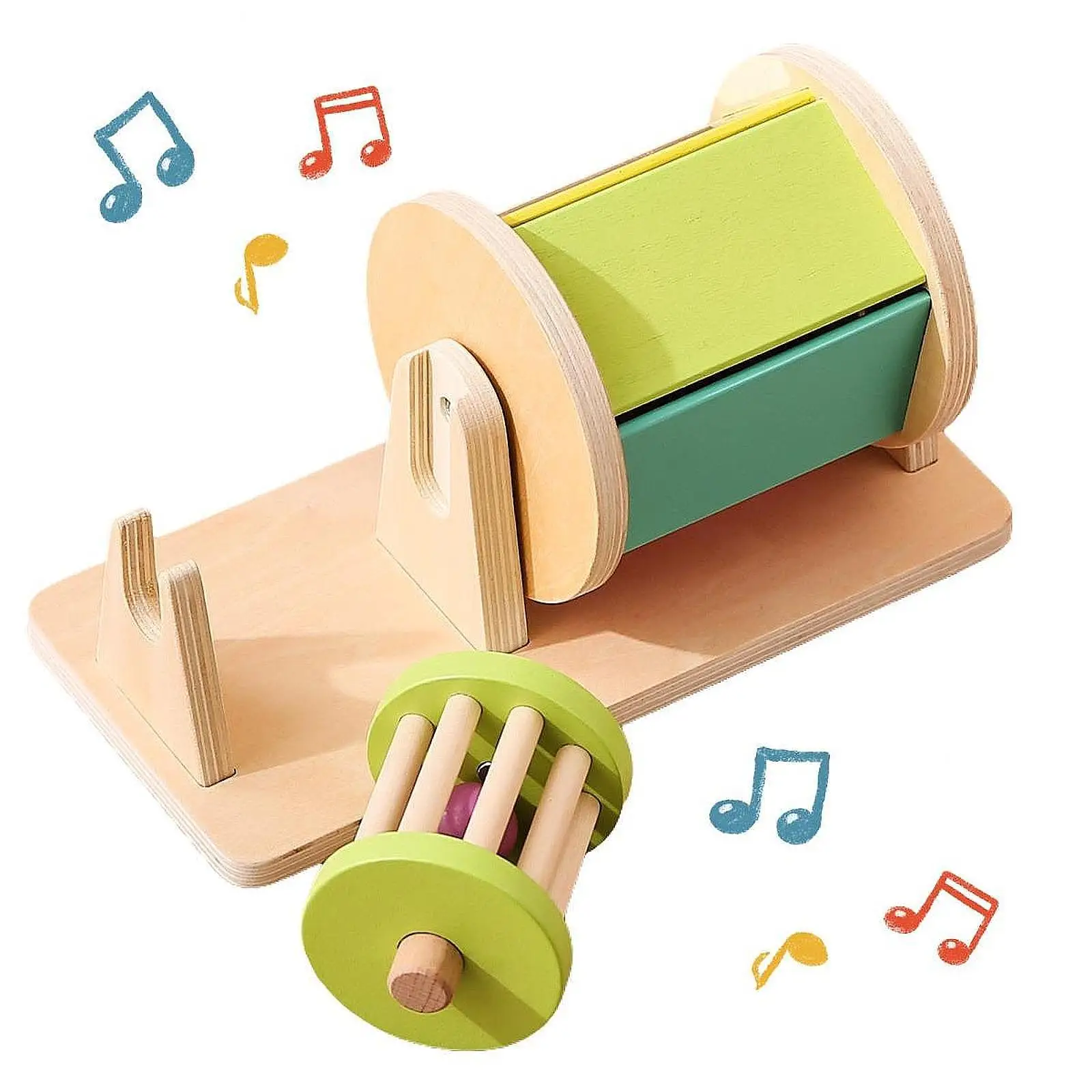 

Rotating Toy Drum Baby Wooden Toy Sounds Drum Educational Toy Rolling Drum