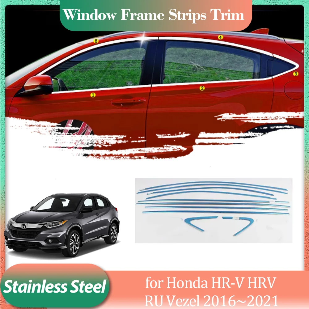 

for Honda HR-V HRV RU Vezel 2016~2021 Silver Stainless Steel Car Door Window Frame Window Sill Trim Sticker Accessorie 2017 2018