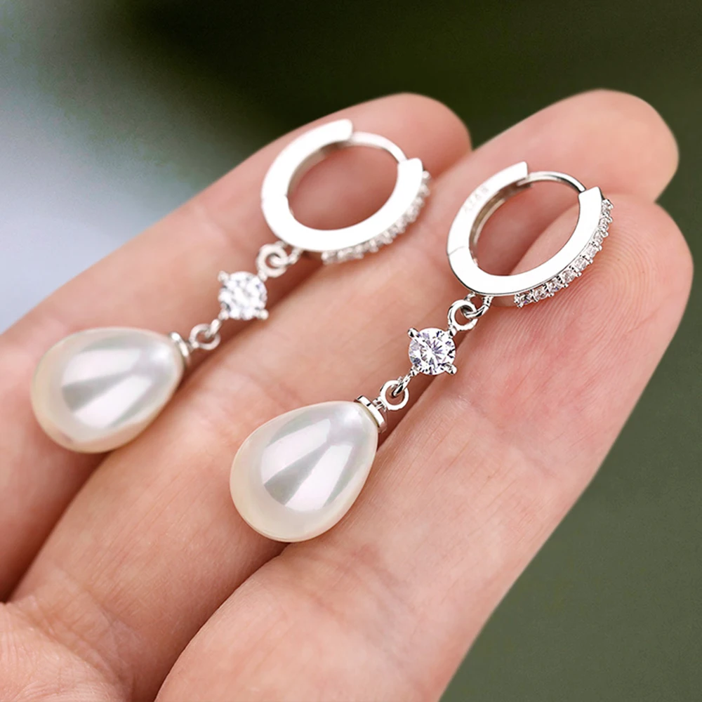 2025 New Arrival Luxury 925 Silver Bridal Wedding Water Drop Pearl Earrings Elegant Ladies Party Gift Statement Jewelry