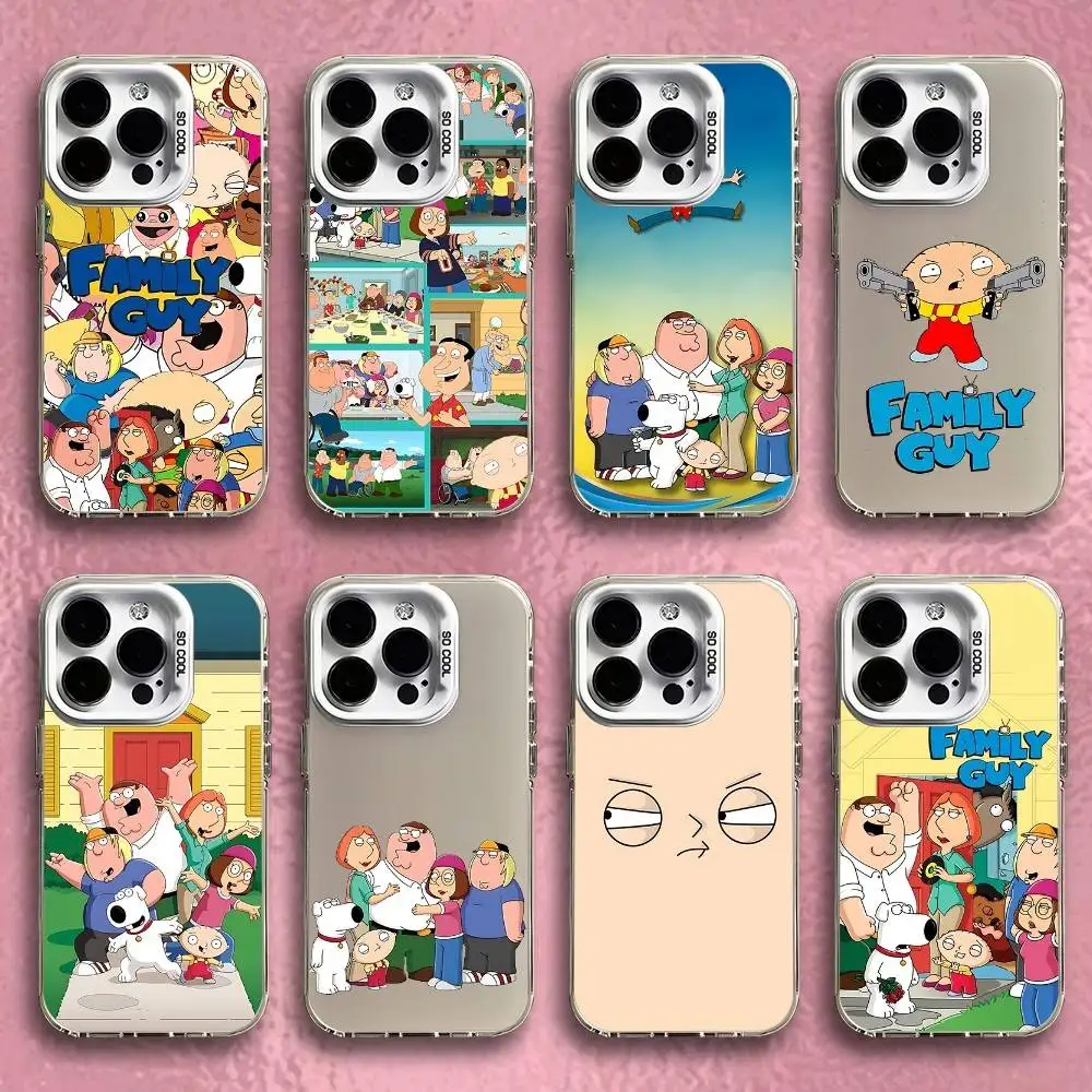 

Cartoon F-Family G-Guy Phone Case For iPhone 16,15,14,13,12,11,Pro,Max,Plus,Mini,SE White Candy Matte Shockproof Cover