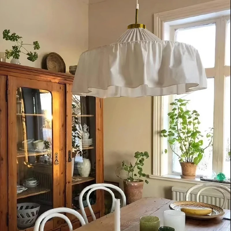 Lampada a sospensione bianca in tessuto Wabi Sabi retrò americano Soggiorno Sala da pranzo Camera da letto B&B Decorazioni per la casa Panno Droplight Apparecchi di illuminazione per interni