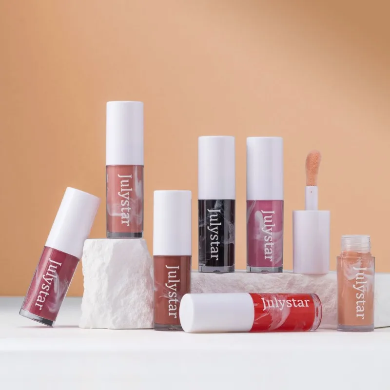 4,8 ml Water Light Jelly Gloss Spiegel-Lippenöl, Marmormuster, feuchtigkeitsspendende und feuchtigkeitsspendende Lippenglasur, klares, feuchtigkeitsspendendes Make-up