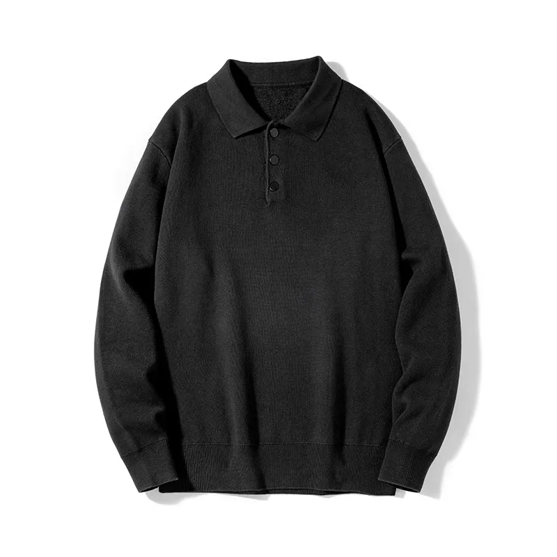 

Мужской осенне-зимний свободный хлопковый трикотажный свитер из утолщенного чистого хлопка, повседневный, комфортный, теплый, с длинным рукавом и круглым вырезом