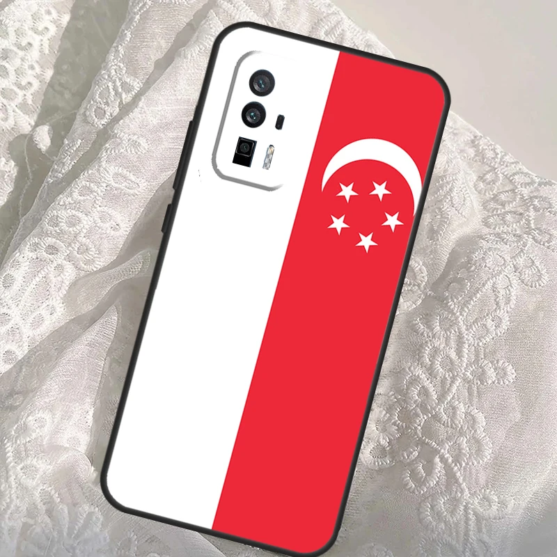 Singapore Flag Case For Xiaomi 14T 11T 12T 13T Pro 13 14 Ultra POCO X6 Pro M6 X3 X5 M5s F3 F5 F6 Cover