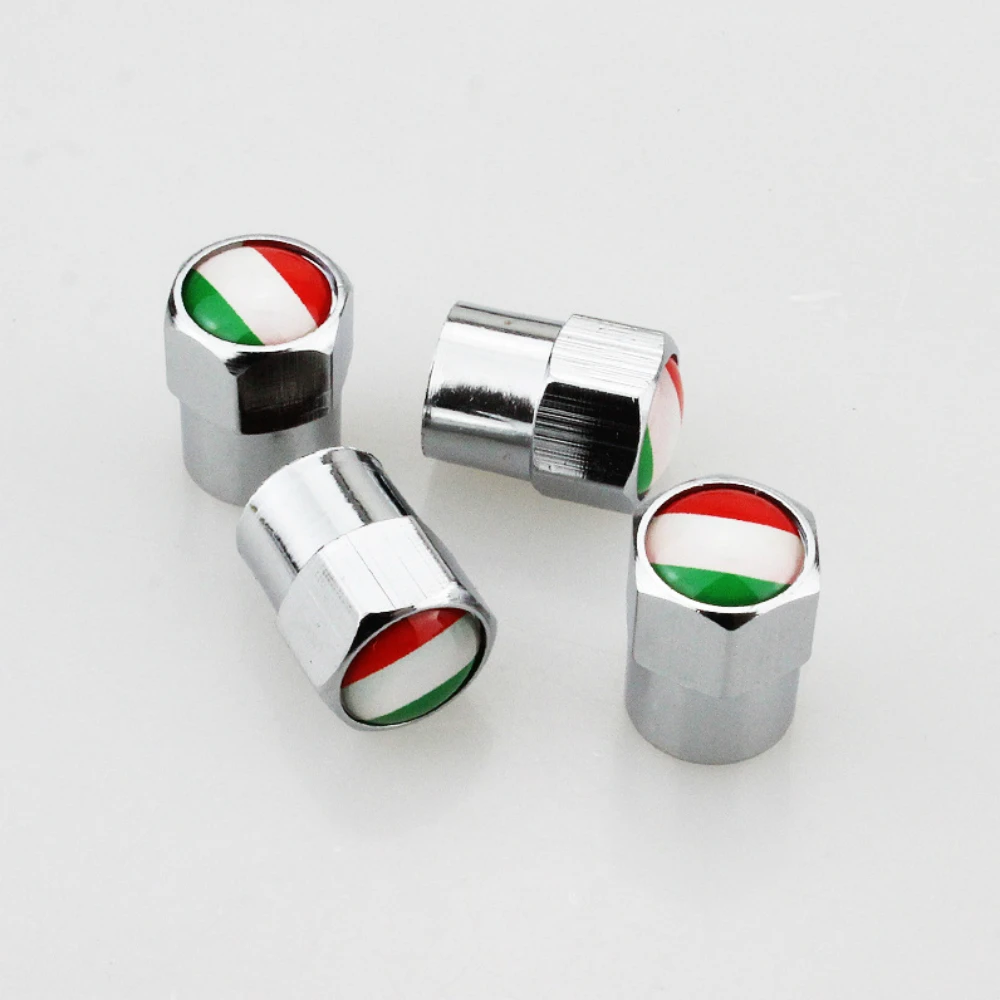 4 X Italian Flag Logo Metal Wheel Tire Valve Caps Covers Car Decoration Accessories for Fiat 500 Abarth 500x 5000L Panda