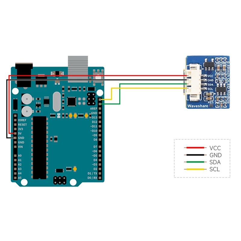 Nuevo-Módulo de pantalla OLED Waveshare de 0,49 pulgadas 64X32 píxeles SSD1315 I2C pantalla blanca y negra para Arduino/Raspberry Pi/ESP32/Pico/