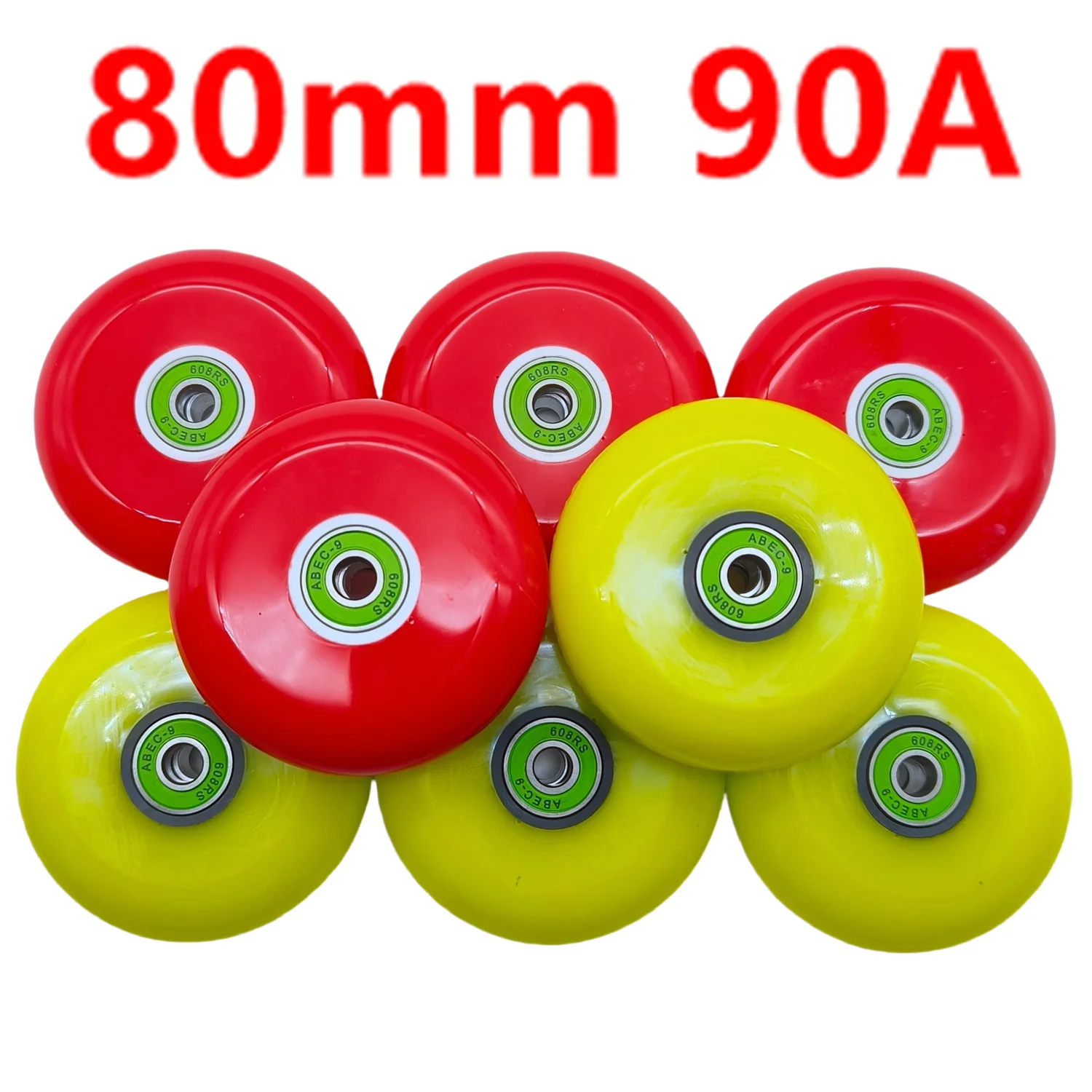 롤러 스케이트 휠, 80mm 휠, 90A, 로트당 8 개, 정품, 무료 배송