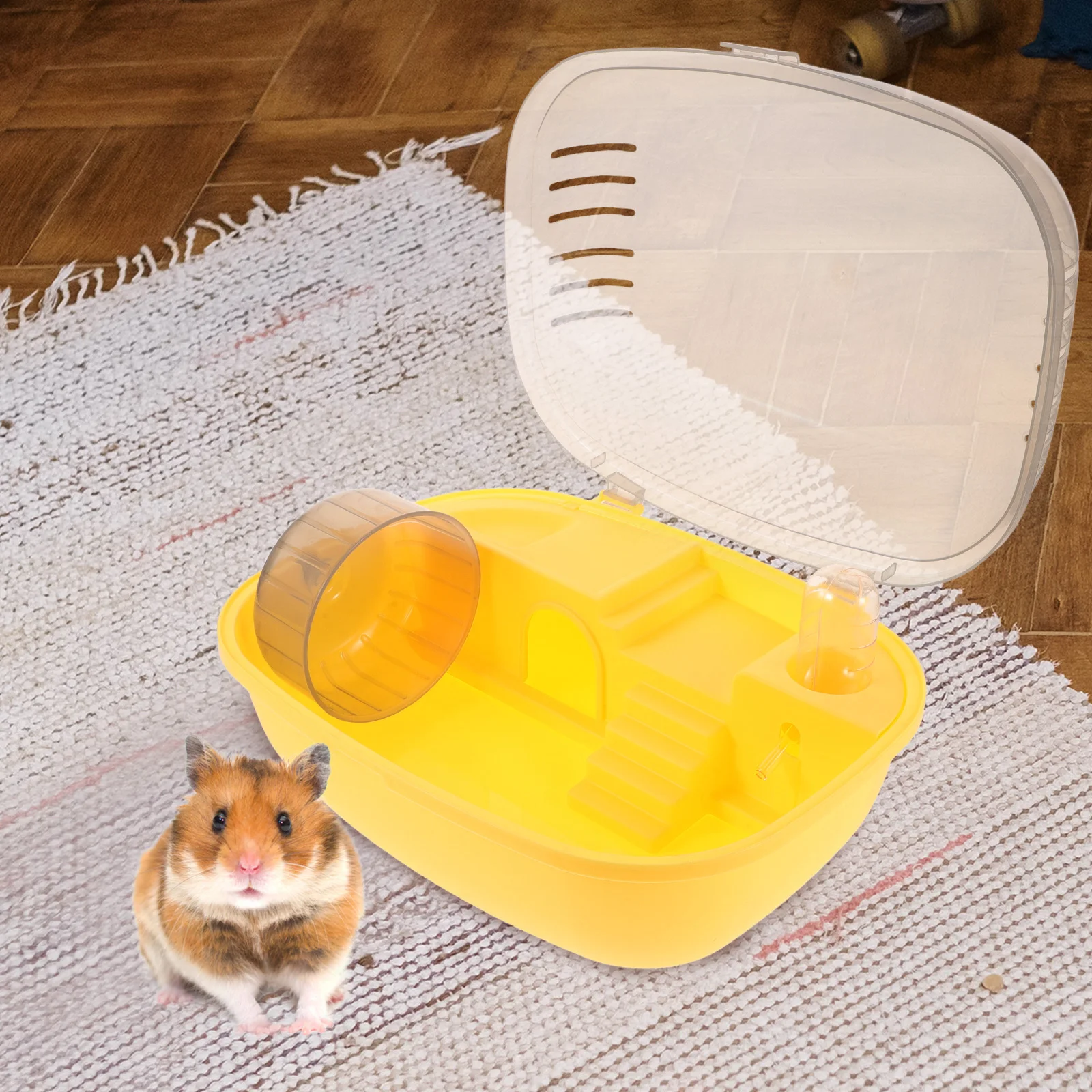 

Hamster Cage Carrier Travel Clear Cover Small Animal Case ABS Material Breathable Pet Transport Box Suitable for Hamsters