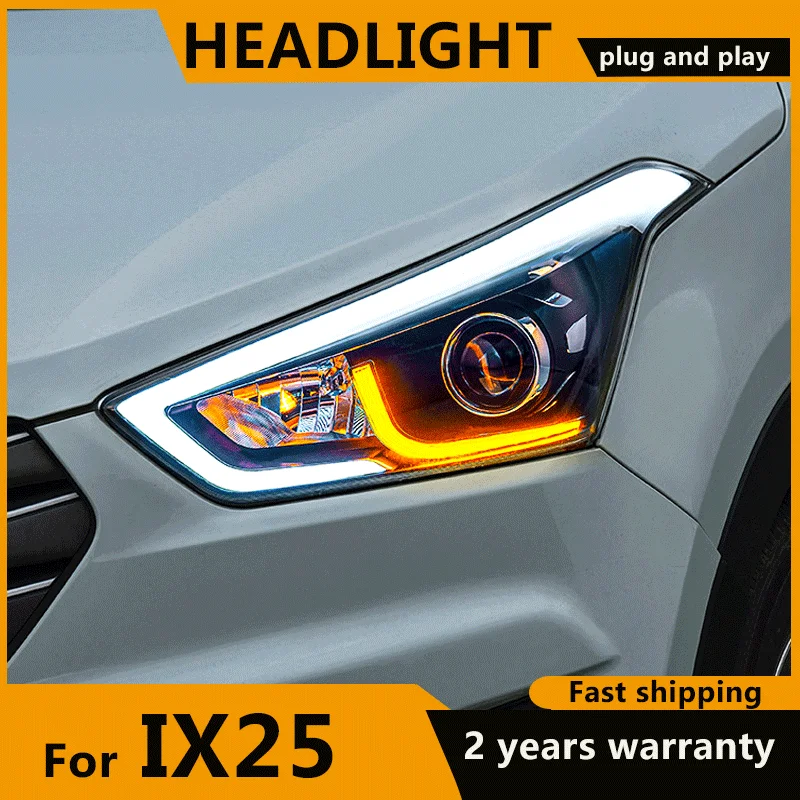 

Для Hyundai IX25 2015 2016 2017 Creta светодиодные фары светодиодные указатели поворота светодиодные DRL биксеноновые би-светодиодные фары дальнего света ближний свет