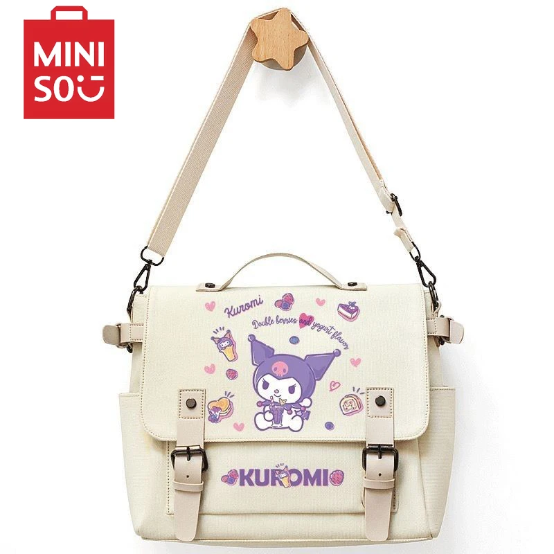 MINISO Serie Kuromi Crossbody Bag Canvas Bag Women\'s Printed Cartoon Canvas Bag Student Shoulder Bag