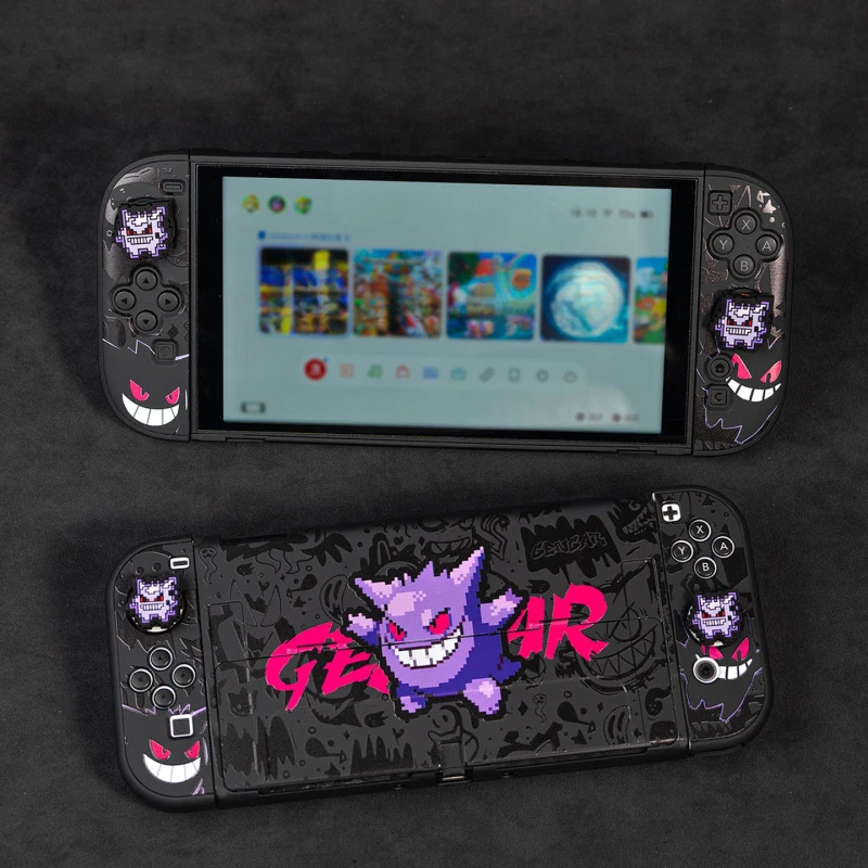 Funda Protectora para Nintendo Switch OLED con Diseño de Gengar, Compatible con Joy-Con, Carcasa Rígida
