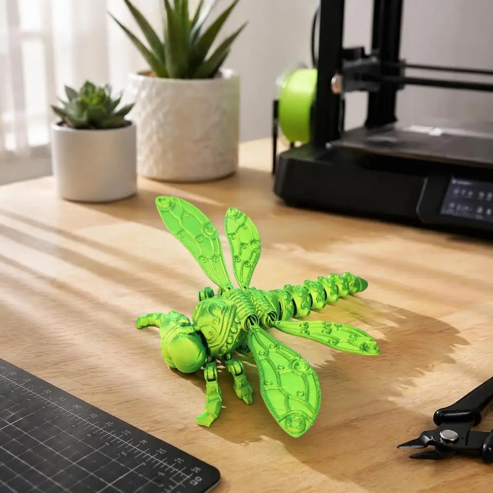 3D Printed Dragonfly Figurine Articulated Dragonfly Model with Movable Joints Stress Relief Fidget Toy Desk Decoration