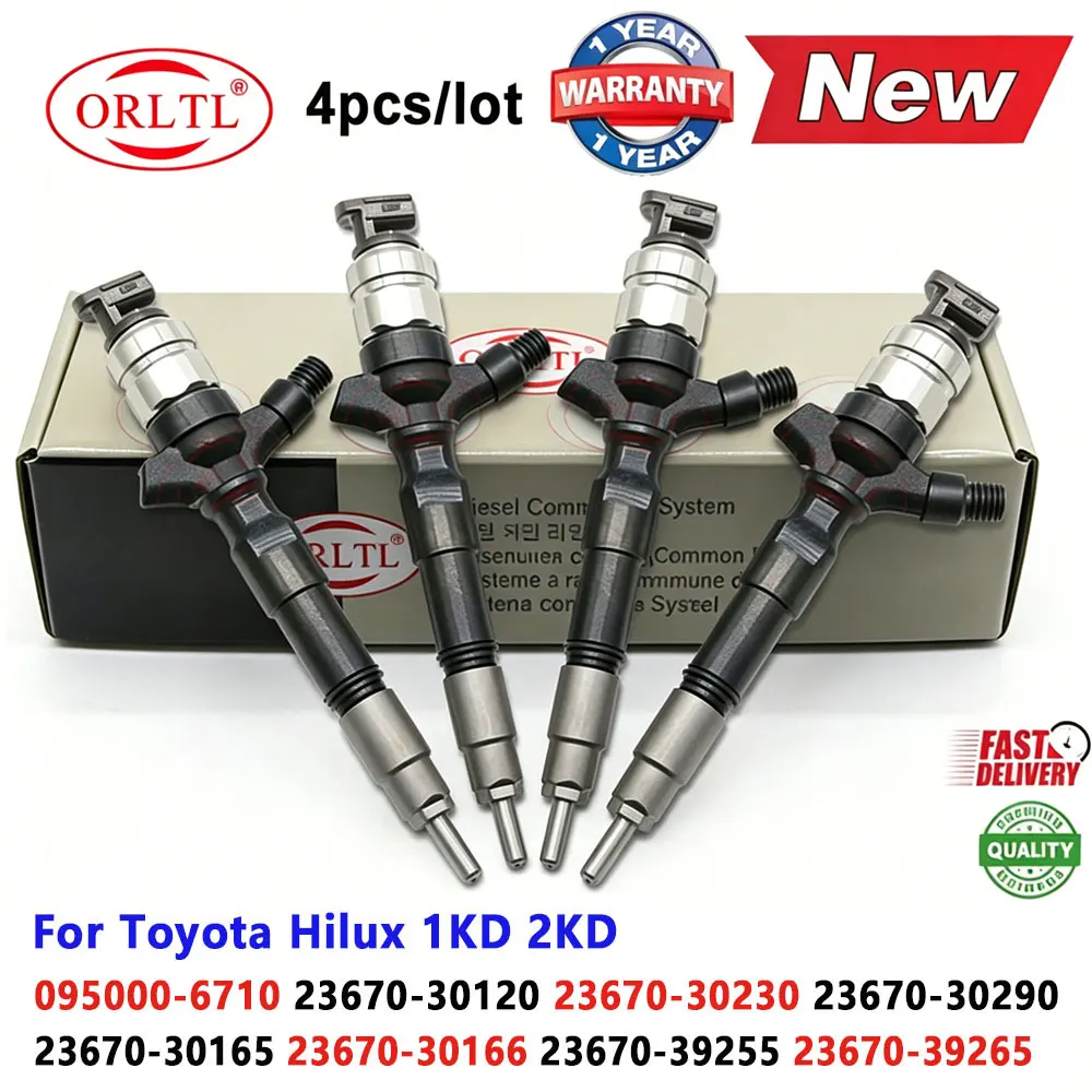

4PCS New Injector 23670-30120 23670-30230 23670-30290 23670-39165 23670-39166 23670-39225 23670-39265 for Toyota Hilux 1KD 2KD