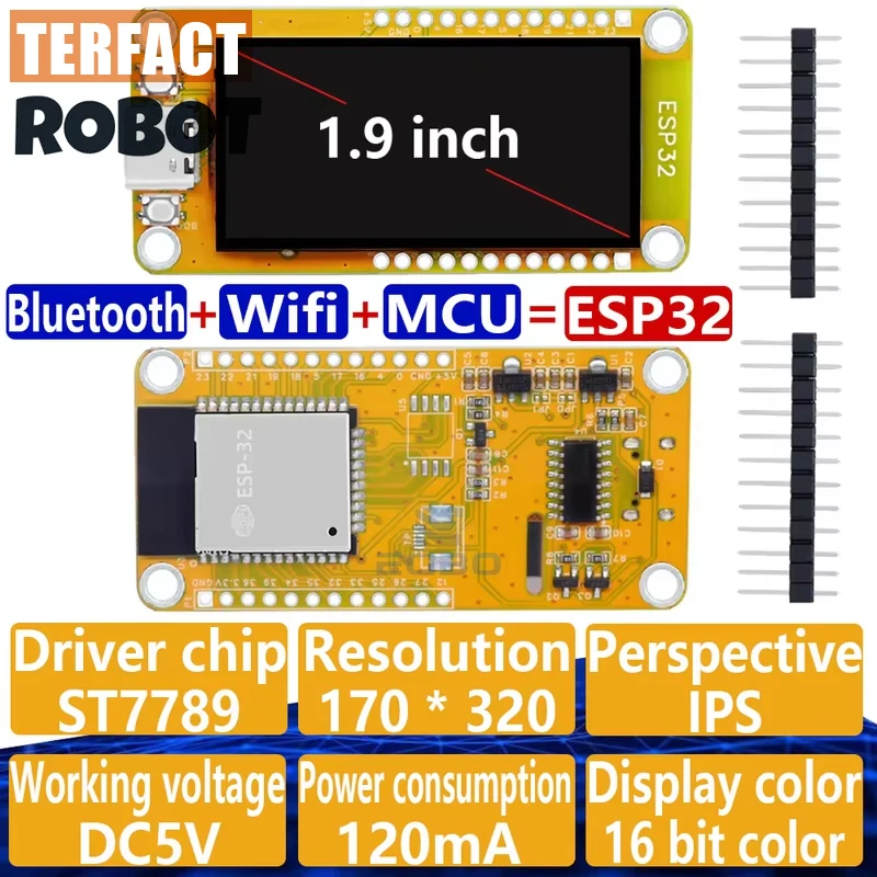 ESP32-D0WD-V3-Wr with 1.9 inch LVGL development board WiFi+Bluetooth 170 * 320 display screen TFT module for arduino