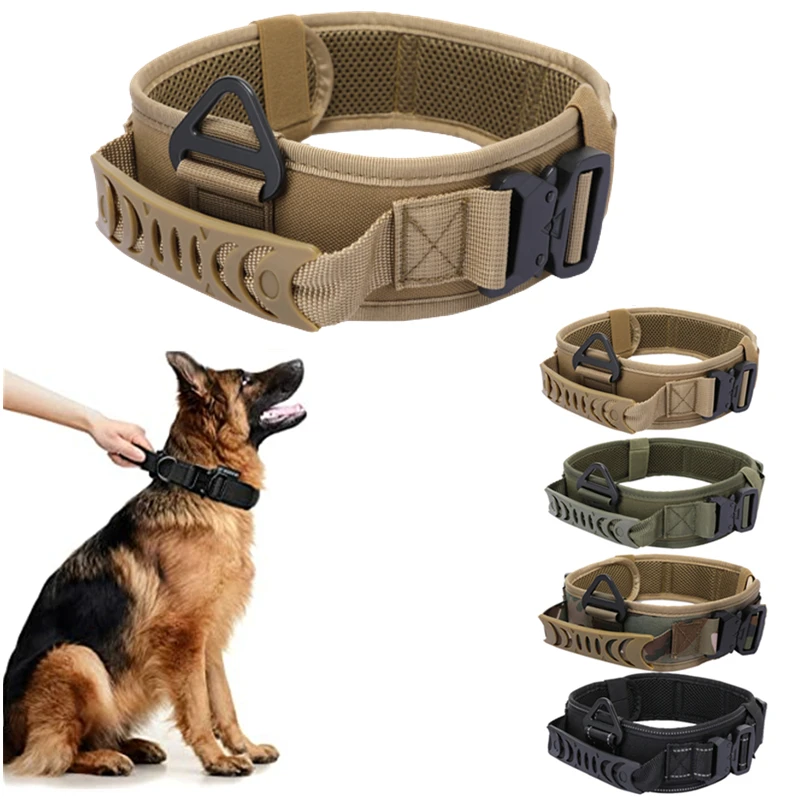 Verstellbares taktisches Hundehalsband aus Metall mit doppelter Schnalle, luxuriöses Designer-Trainingshalsband für mittelgroße und große Hunde – Detail 5