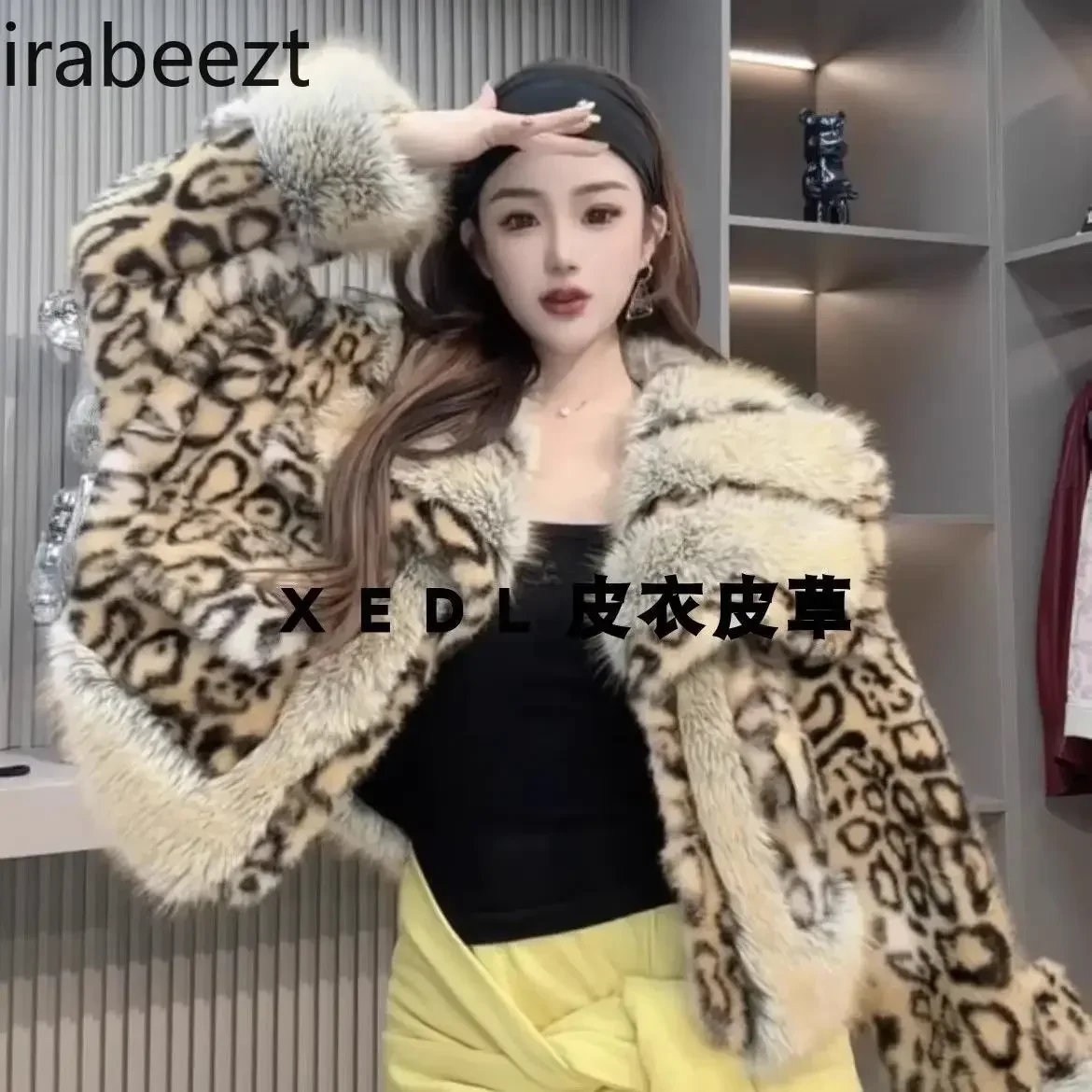 New Fashion of Autumn and Winter 2024 Leopard Print European Sable Korean Version of The Trend Fur Short Coat Women's