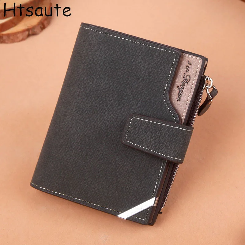 PU Leather Men's Wallet Luxury Short Section Wallets ID Card Holder for Men Zipper Coin Purse Portable Male Wallets  hombre