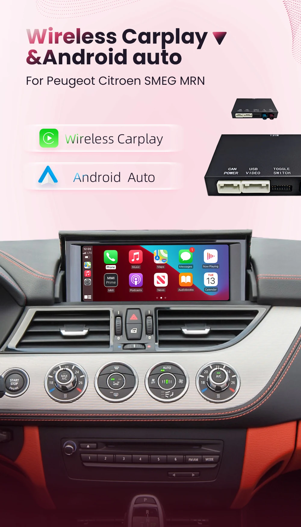 BONROAD Wireless CarPlay Android auto Module Apapter for BMW Z4 E89 CIC EVO System with Bluetooth Airplay Mirror Link Functions – Detail 1