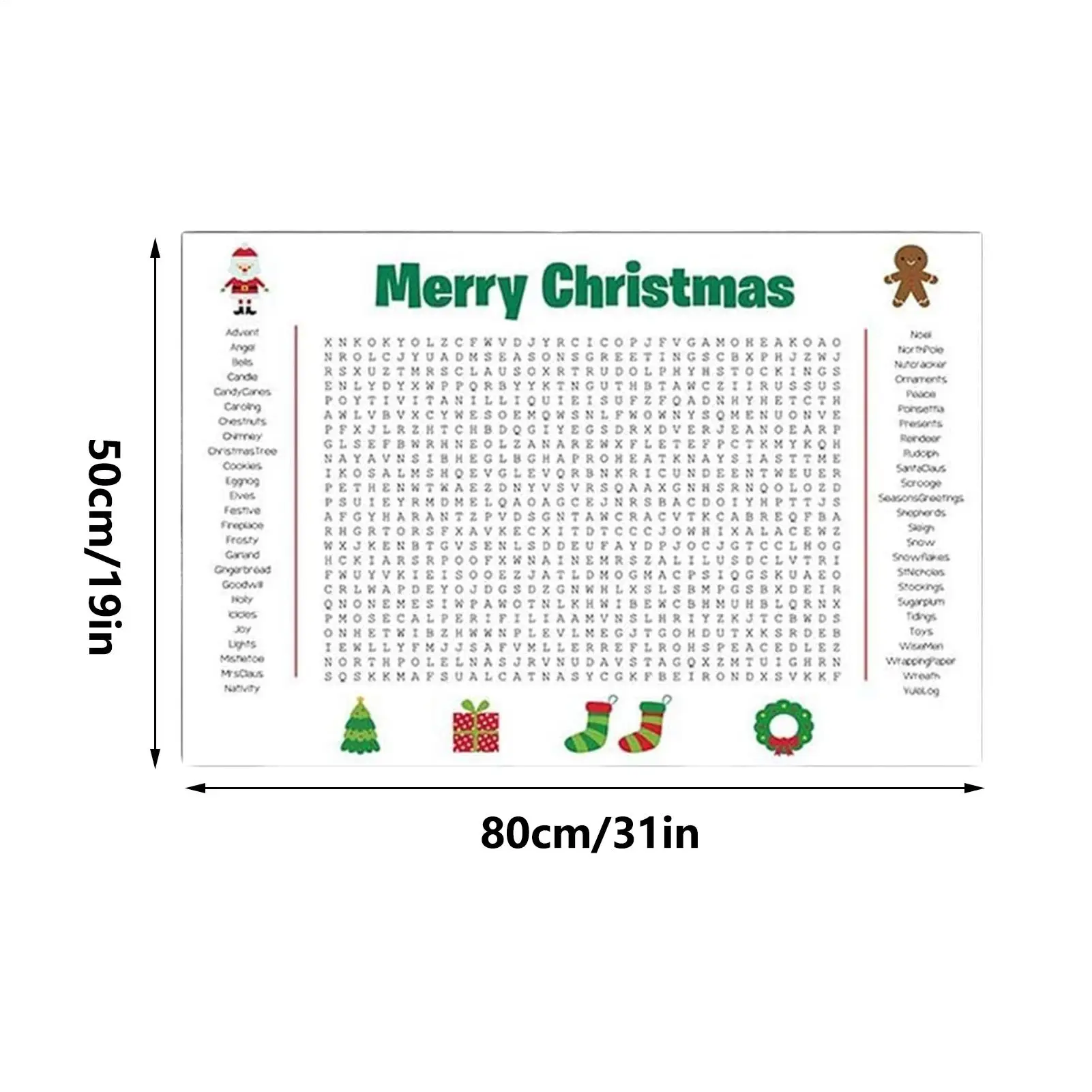 عيد الميلاد كلمة لغز ملصق 31x19 بوصة حفلة موسمية لعبة الأسرة التفاعلية ملصق حجم عيد الميلاد كلمة البحث لعبة #6