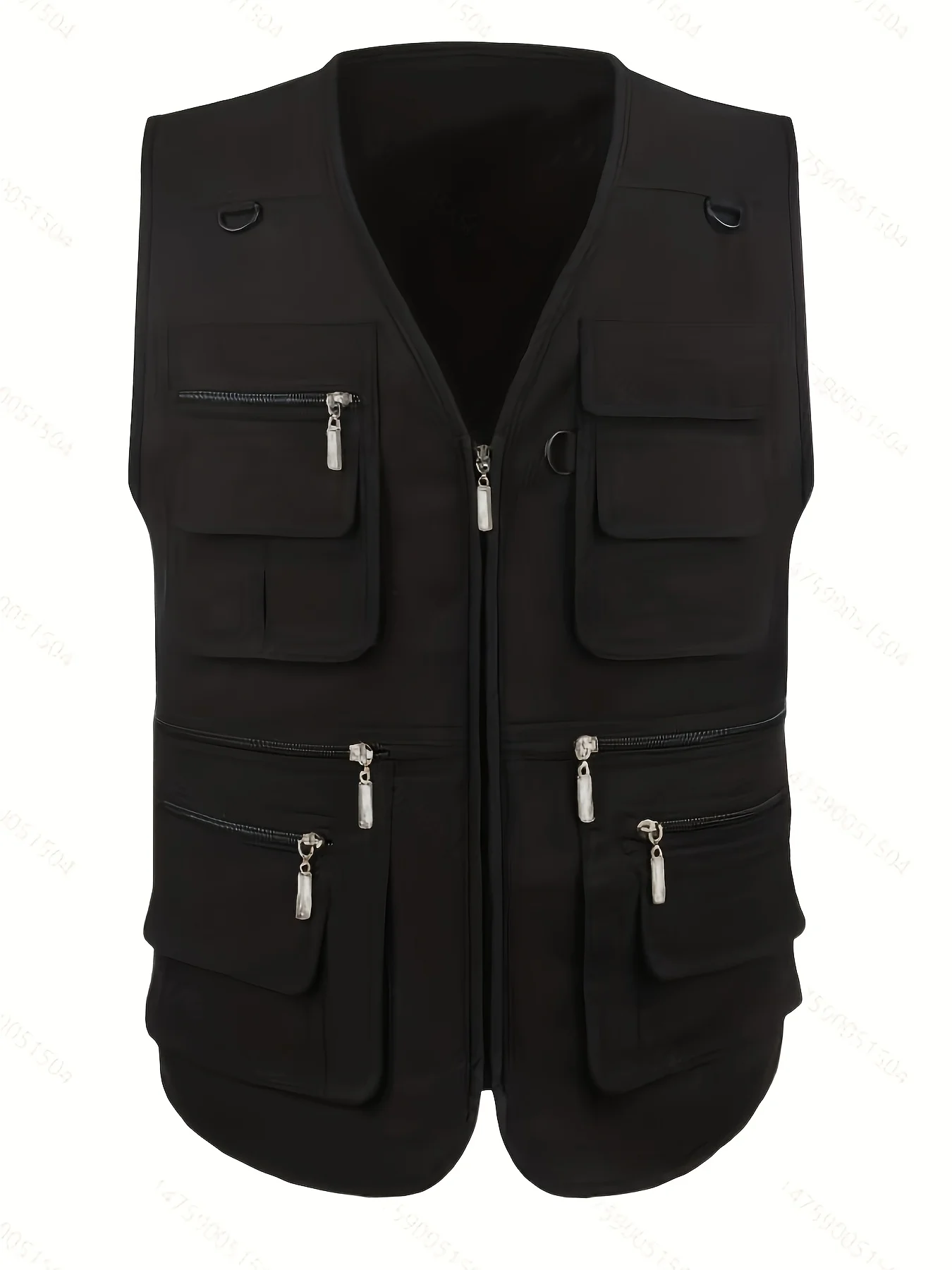 Plus-Size Herren-Popeline-Weste mit Reißverschluss und mehreren Taschen, lässige Weste mit Reißverschluss, geeignet für Frühling und Sommer, Outdoor-Reisen, Sport, Angeln, Jagd, Fotografie, praktische Arbeitskleidung – Detail 3