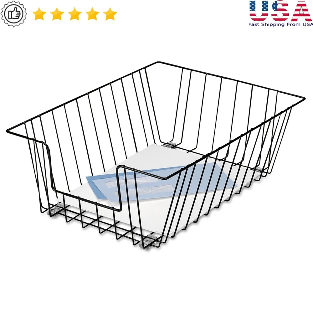 سلك مكتب صينية منظم ملفات الحجم القانوني 12x16.5 بوصة أسود تصميم معاصر أقدام مطاطية حامل مستندات قابل للتكديس