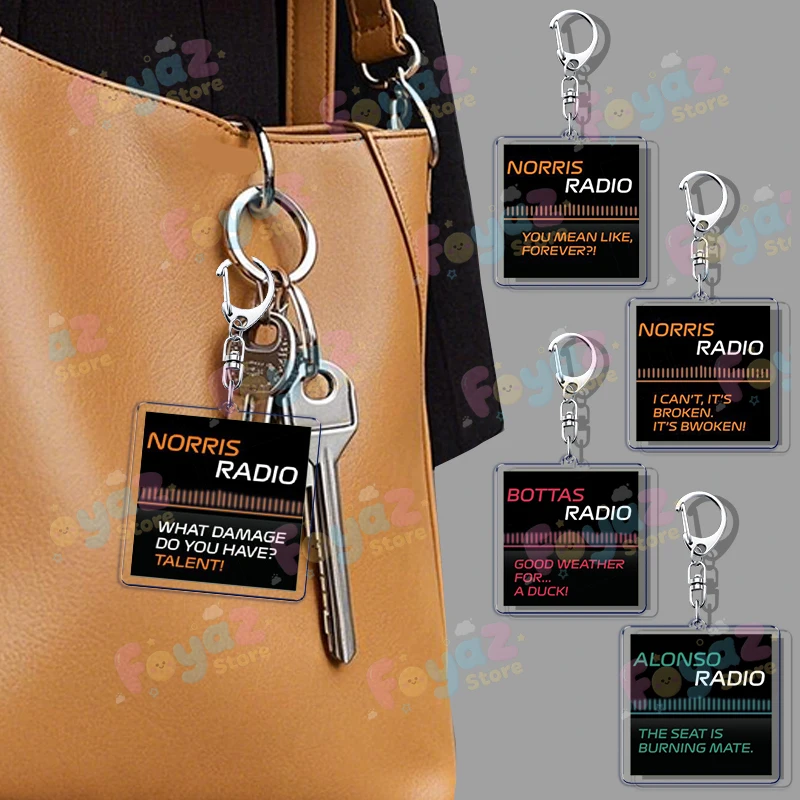 سباق السيارات سائقي فريق راديو المفاتيح اكسسوارات حقيبة سيارة سحر الفورمولا واحد رياضة السيارات ميمي Keyrings مجوهرات المشجعين الأصدقاء هدية