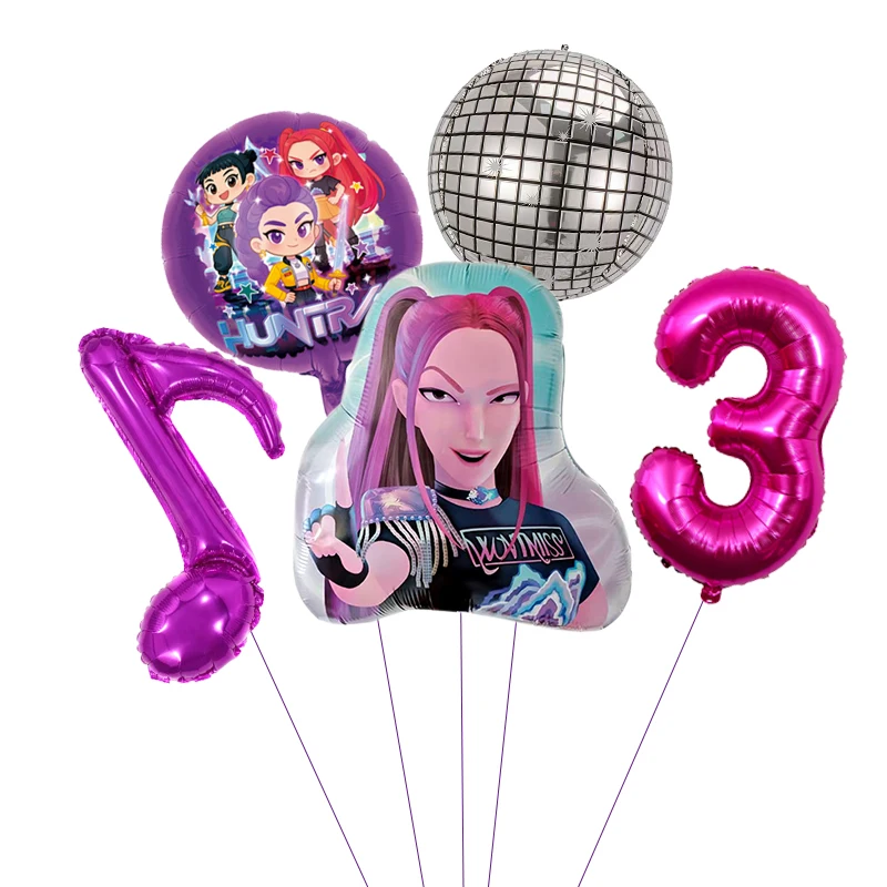 1 Set Kpop Music Theme Purple Balloon Gilrls Happy Birthday Party Decoration Kids Baby Shower Gifts Supplies - view 4