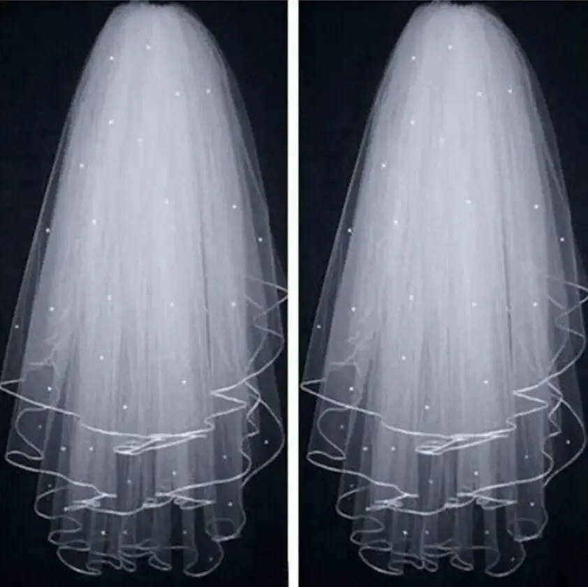 

New 3T White/ Ivory Pearl Wedding Bridal Veil With Comb