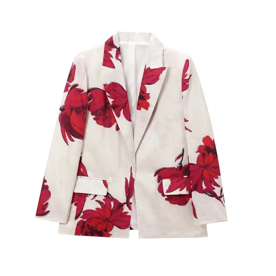 Women's Satin Printed Suit Jacket For Women