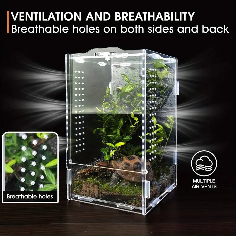 Acrylic Jumping Spider Enclosure Buckle Lock Escape Proof Reptile Feeding Tank Ventilated Transparent Reptile Habitat - view 4