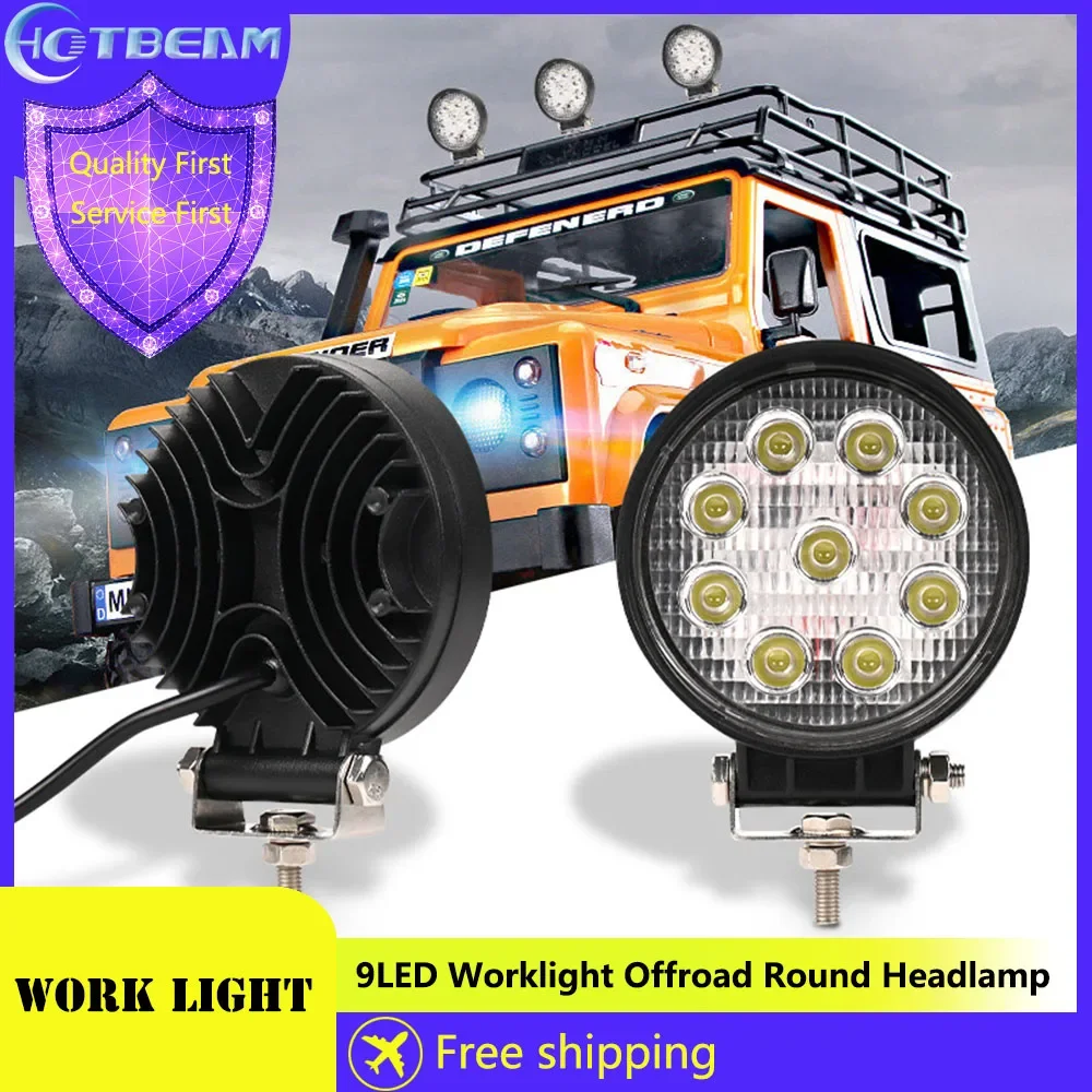 

Car 9LED Worklight Offroad Round Headlamp Spotlights Fog Lamp for Jeep Car Retrofitting Spotlights Truck Round LED Headlights