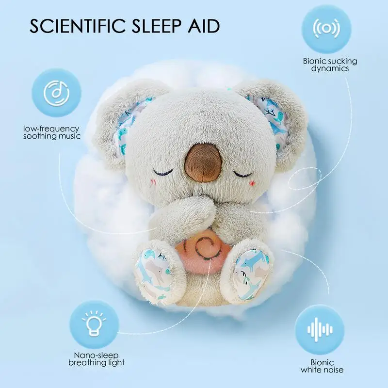 Imagem -03 - Koala Musical Stuffed Plush Toy com Luz Noturna e Som para Bebê Recém-nascido Playmate Sono Confortável Presente Sensorial Respiração