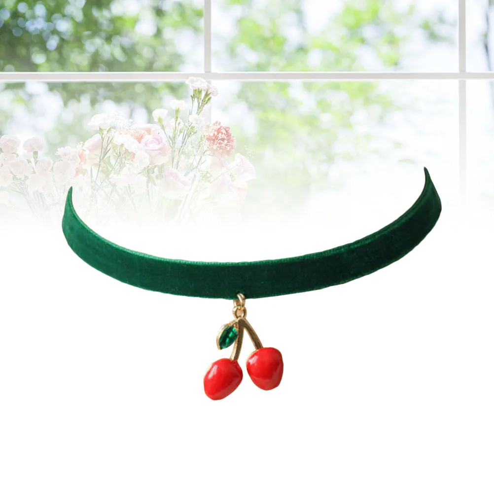 

Cherry Necklace for Girls Vintage Charm Women Cute Adjustable Length Lightweight Portable Carry Pendant Choker Necklace